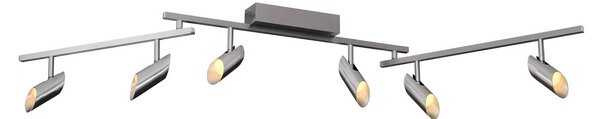 Brilliant LED stropní bodové světlo Risell, délka 142 cm, hliníková barva, stmívatelný, Hliník / šedá / zinek, Obývací pokoj / jídelna, Hliník, Moderní