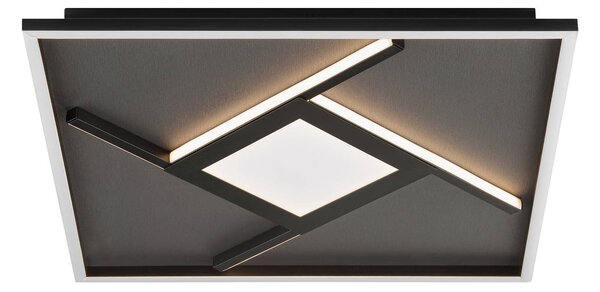 Brilliant LED stropní svítidlo Hardy, délka 46 cm černá matná kov/látka, Černá, Obývací pokoj / jídelna, Textil / tkanina / hedvábí, Moderní