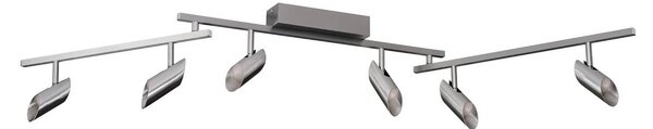 Brilliant LED stropní bodové světlo Risell, délka 142 cm, hliníková barva, stmívatelný, Hliník / šedá / zinek, Obývací pokoj / jídelna, Hliník, Moderní
