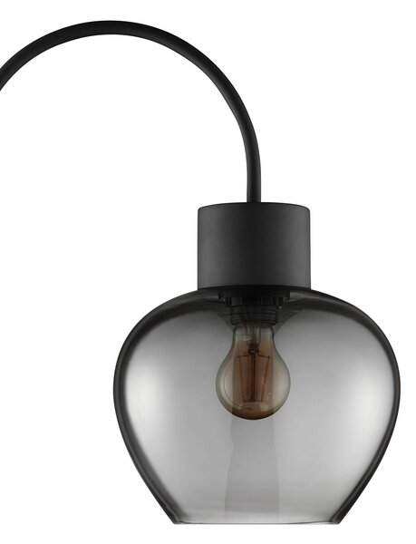 Brilliant Stojací lampa Ligari, černá/kouřově šedá, výška 164 cm kov/sklo, Hliník / šedá / zinek, Obývací pokoj / jídelna, Sklo