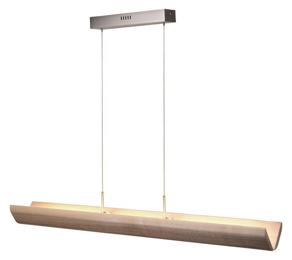 Brilliant Závěsné světlo LED Monterra, délka 132 cm, hnědé, dřevo, stmívatelný, Světlé dřevo, Obývací pokoj / jídelna, Dřevo