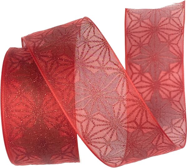 Vánoční stuha taftová Organdy Gala Premium – Scarlet Sparklečervená 40mm x 2m (16,- Kč/m) Premium
