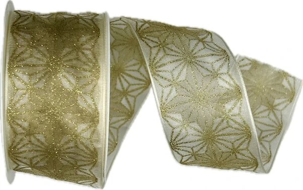 Vánoční stuha organzová Organdy Gala Premium – Golden Shine krémová 40mm x 2m (16,- Kč/m)