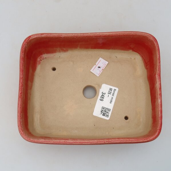 E-bonsai Keramická bonsai miska 15 x 12,5 x 4,5 cm červená