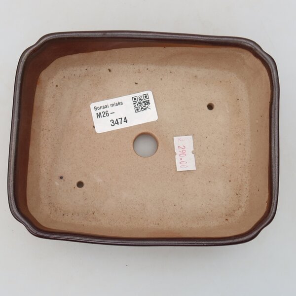 E-bonsai Keramická bonsai miska 15 x 12,5 x 4,5 cm hnědá