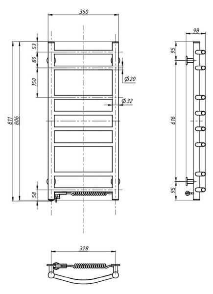 Aqualine Aqualine, SUPE elektrický sušák ručníků, 360x800mm, 107W, bílá, SU140