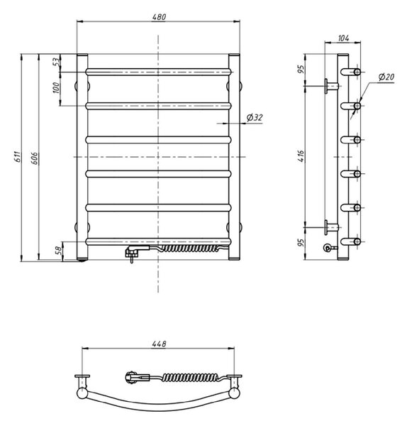 Aqualine Aqualine, SUPE elektrický sušák ručníků, 480x600mm, 148W, bílá, SU148