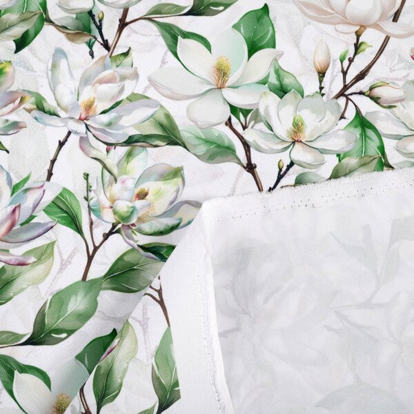 Biante Dekorační závěs TF-117 Květy magnolie na bílém 140x140 cm