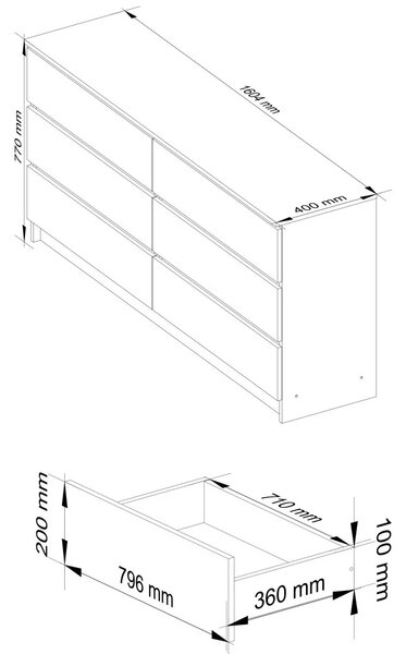 Prostorná šuplíková komoda SAVRILA - dub artisan / šedý