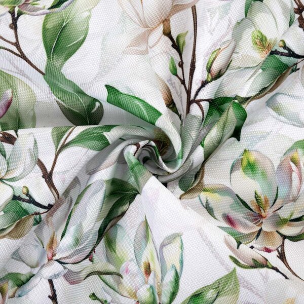 Biante Teflonový běhoun na stůl TF-117 Květy magnolie na bílém 20x120 cm
