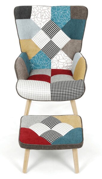 Křeslo patchwork s podnožkou AK-305B PW2