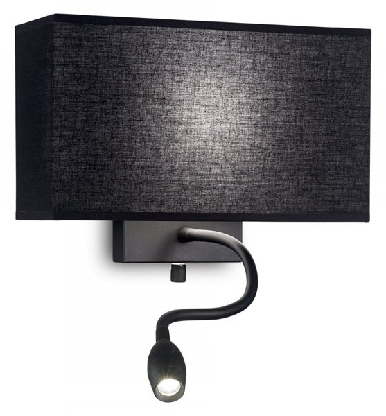 Ideal Lux 215709 LED nástěnné svítidlo Hotel 60W + LED 1x1W | E27 | 70lm | 3000K - černá