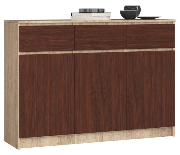 Komoda se šuplíky a dvířky SAVRILA - dub sonoma / wenge