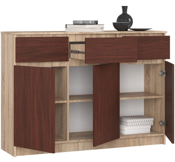 Komoda se šuplíky a dvířky SAVRILA - dub sonoma / wenge