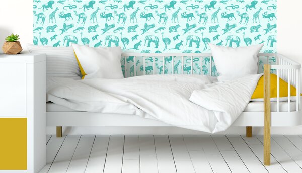 FUGU Ochrana zdi za postel - divoká zvěř blue Varianta ochrany zdi: Delší strana postele 200x65 cm