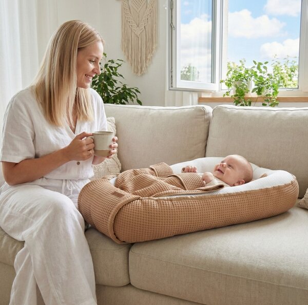 Hnízdečko (kokon) pro miminko - BABYMAM AIR 3D SAFE SLEEP SET - cappuccino