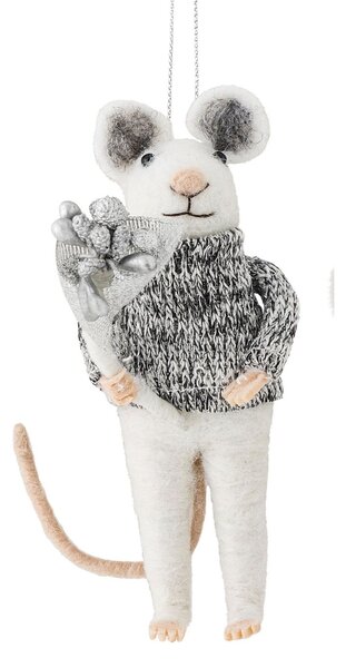 Plstěná vánoční ozdoba Peo Grey Wool Myšák