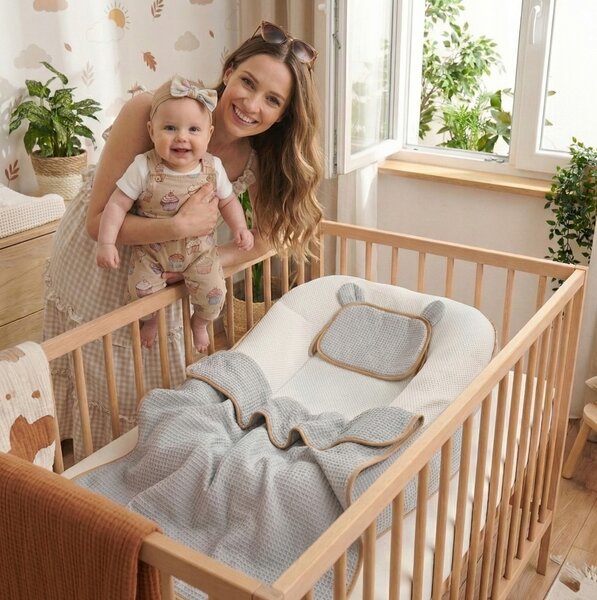 Hnízdečko (kokon) pro miminko - BABYMAM AIR 3D SAFE SLEEP SET - šedé