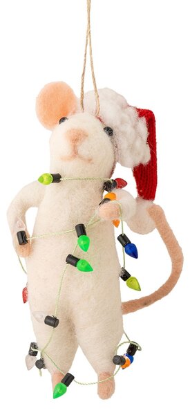 Plstěná vánoční ozdoba Peo White Wool Myšák