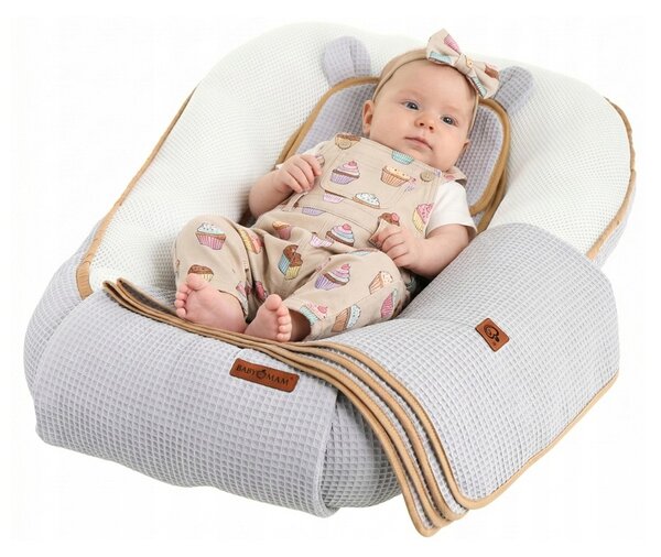 Hnízdečko (kokon) pro miminko - BABYMAM AIR 3D SAFE SLEEP SET - šedé