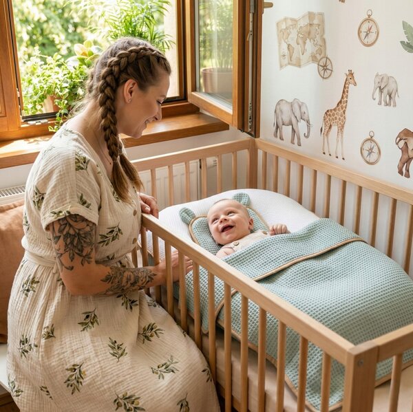 Hnízdečko (kokon) pro miminko - BABYMAM AIR 3D SAFE SLEEP SET - šalvějové