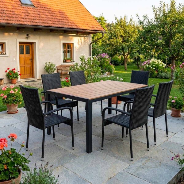 Vikio Zahradní ratanový set 150x90 pro 6 osob DT276-P přírodní