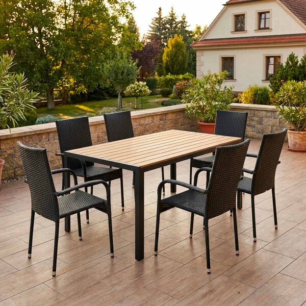 Vikio Zahradní ratanový set 150x90 pro 6 osob DT276-P přírodní