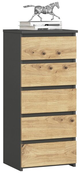 Komoda se šuplíky VALESTRA - tmavě šedá / dub artisan
