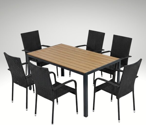 Vikio Zahradní ratanový set 150x90 pro 6 osob DT276-P přírodní