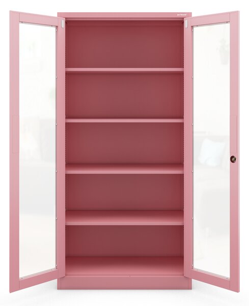 Prosklená vitrína AMELIA, 900 x 1850 x 400 mm, Fresh Style: pudrově růžová