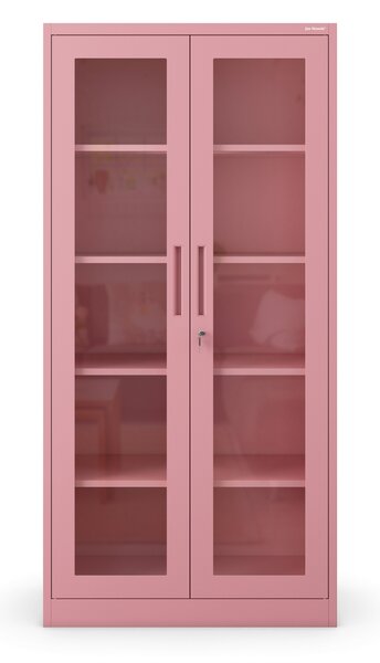 Prosklená vitrína AMELIA, 900 x 1850 x 400 mm, Fresh Style: pudrově růžová