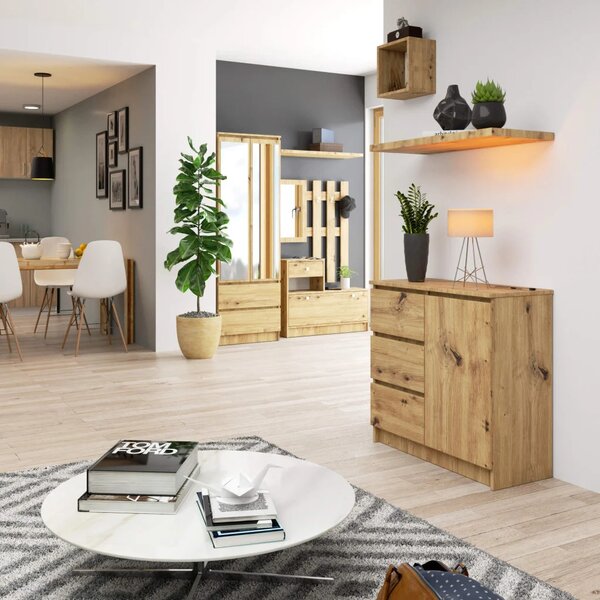 Komoda s šuplíky a dvířky CIELA - dub artisan