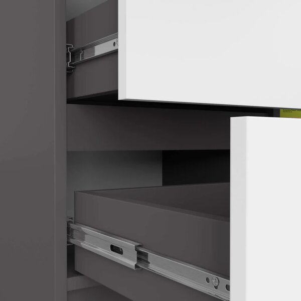 Komoda s šuplíky a dvířky CIELA - šedá / bílá