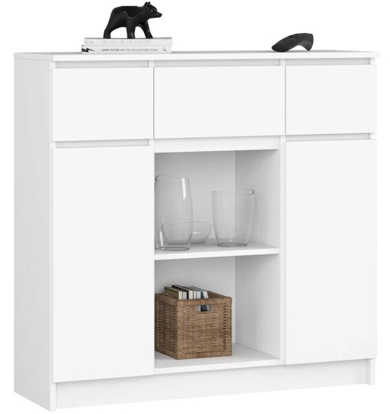 Komoda se šuplíky a dvířky JUNIPER - bílá