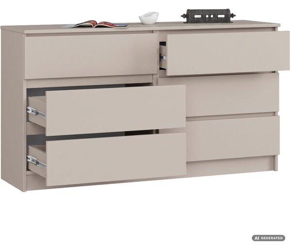 Ak furniture Komoda CLP 6SZ 140 cm kašmír