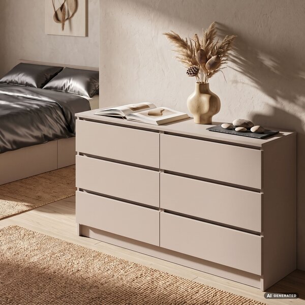 Ak furniture Komoda CLP 6SZ 140 cm kašmír