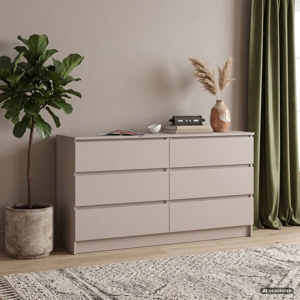 Ak furniture Komoda CLP 6SZ 140 cm kašmír