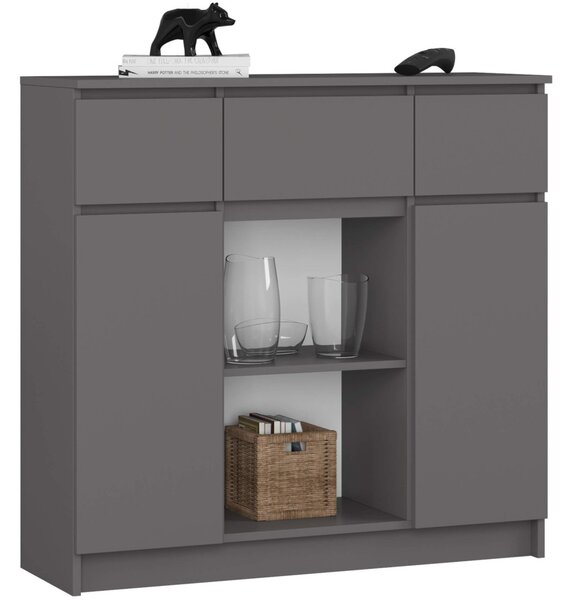 Komoda se šuplíky a dvířky JUNIPER - šedá