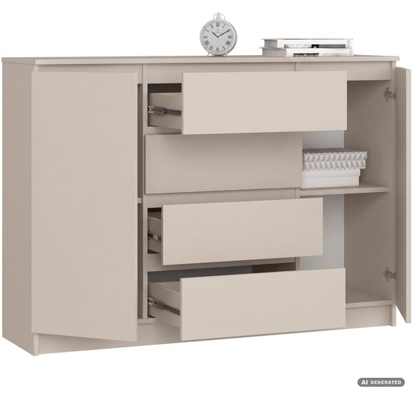 Ak furniture Komoda CLP K140 2D 4SZ 138 cm kašmír
