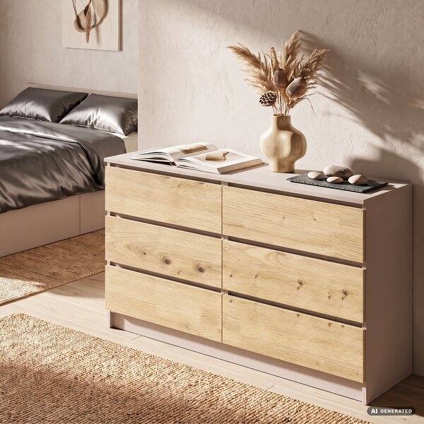 Ak furniture Komoda CLP 6SZ 140 cm kašmír/dub Artisan