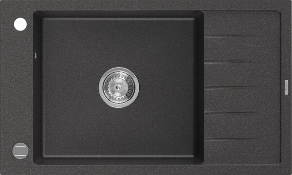 Mexen Elias 1-miskový granitový dřez s krátkým odkapávačem 795 x 480 mm, Skvrnitá černá