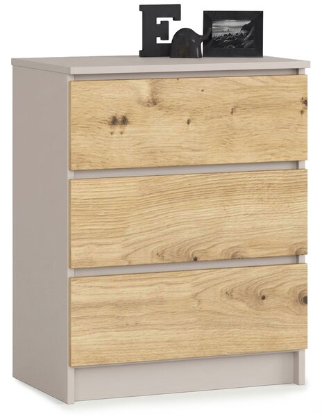 Ak furniture Komoda CLP K60 3SZ 60 cm kašmír/dub Artisan