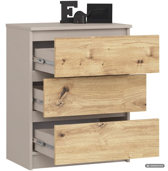 Ak furniture Komoda CLP K60 3SZ 60 cm kašmír/dub Artisan