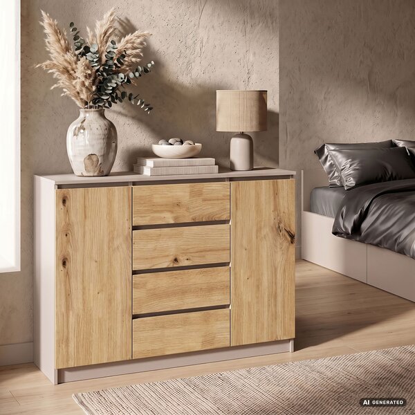 Ak furniture Komoda CLP K140 2D 4SZ 138 cm kašmír/dub Artisan