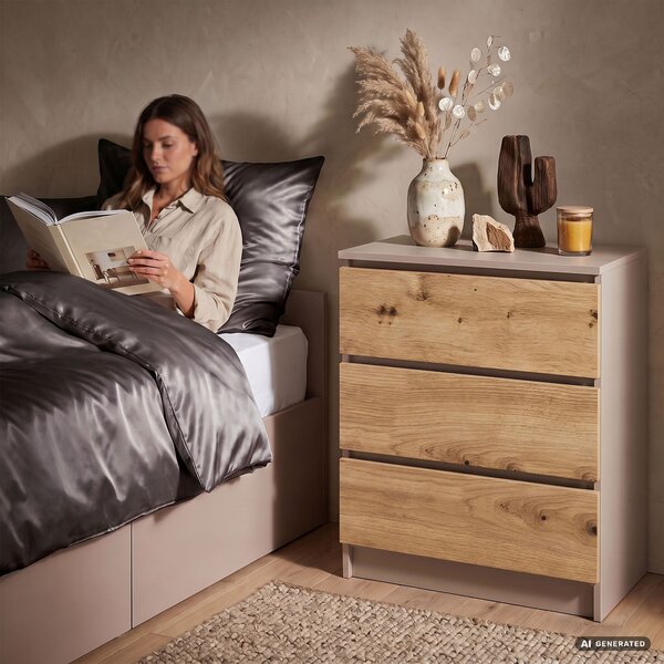 Ak furniture Komoda CLP K60 3SZ 60 cm kašmír/dub Artisan