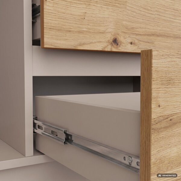 Ak furniture Komoda CLP K140 2D 4SZ 138 cm kašmír/dub Artisan