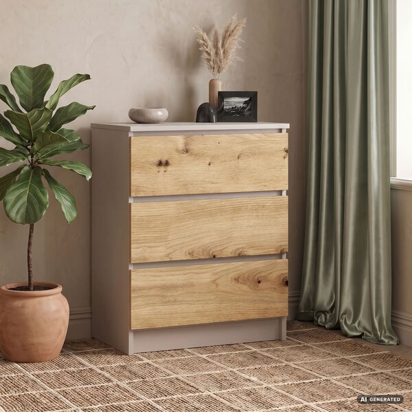 Ak furniture Komoda CLP K60 3SZ 60 cm kašmír/dub Artisan