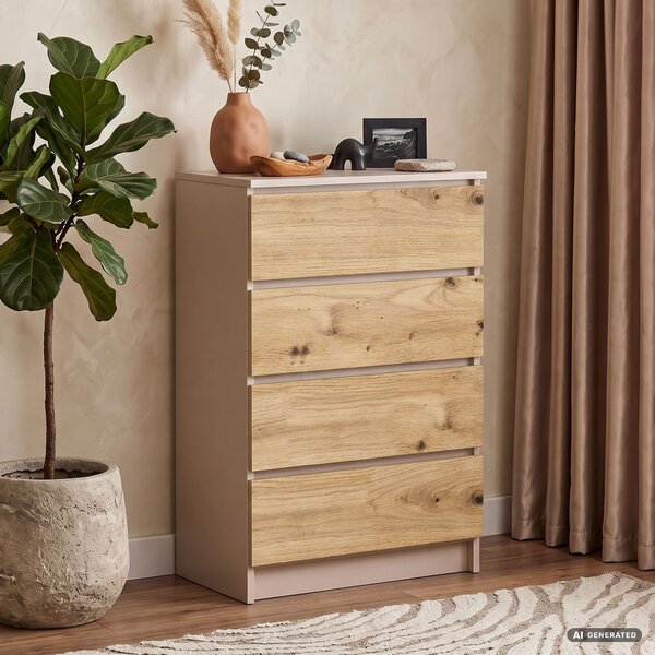 Ak furniture Komoda CLP K60 4SZ 60 cm kašmír/dub Artisan