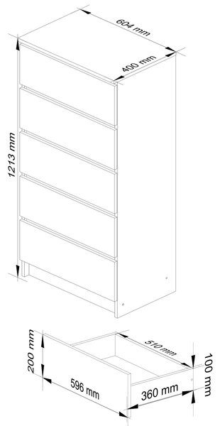 Ak furniture Komoda CLP K60 5SZ 60 cm kašmír/dub Artisan