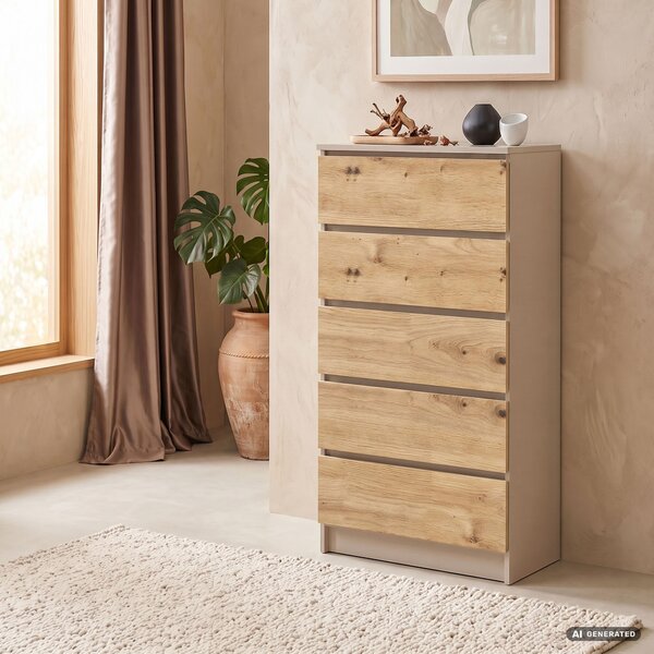 Ak furniture Komoda CLP K60 5SZ 60 cm kašmír/dub Artisan